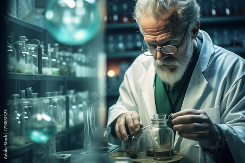 Close-up of a doctor or pharmaceutical laboratory worker in the digital age Advanced Medical Science Laboratory biotechnology Development of microbiology hands