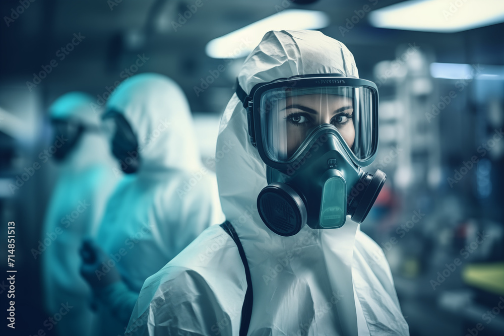 Close-up doctor wearing PPE suit and face mask and face shield in hospital Controlled area to prevent the spread of coronavirus and industrial chemicals People concept Close-up doctor wearing PPE suit and face mask and face shield in hospital Controlled area to prevent the spread of coronavirus and industrial chemicals People concept