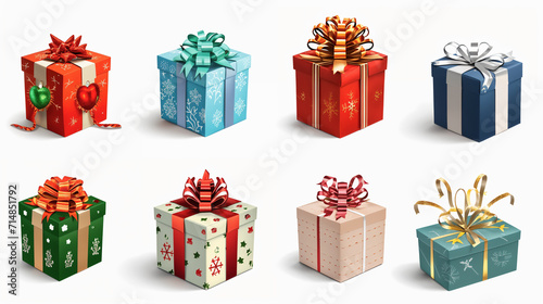 Gift boxes with bows and ribbons on white background,Birthday gifts, Christmas, Valentine's Day, congratulatory gifts