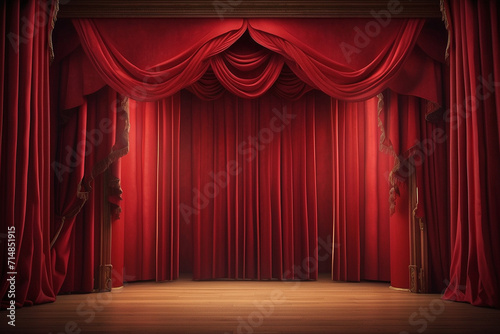 Red theater curtains, stage