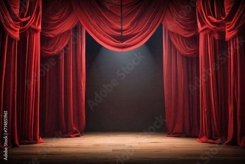 Red theater curtains, stage