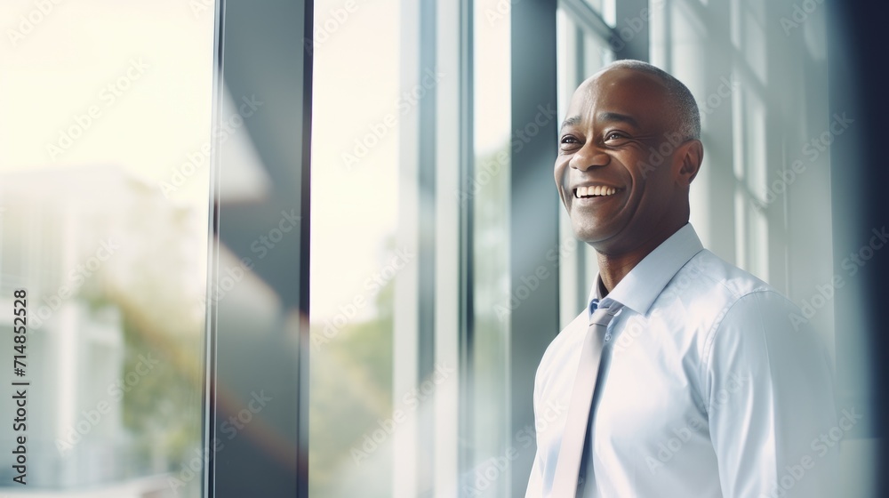 African senior business man looking at the window African senior business man looking at the window