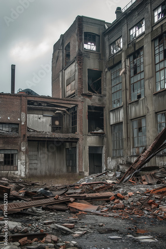 Destroyed industrial building 