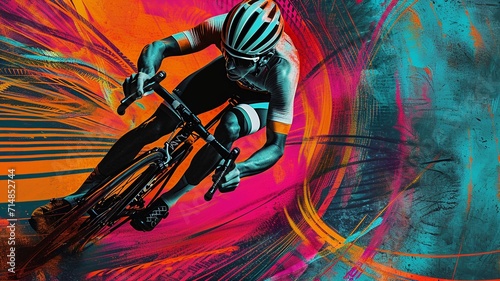 Speed of Cycling: Abstract Wind Lines in Vivid Colors