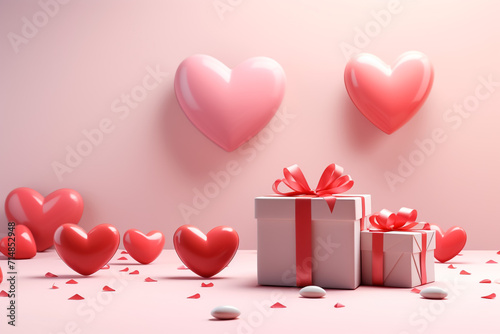 Red heart Valentine`s day background  © muhammad