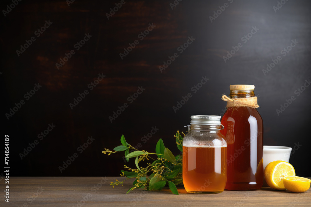 Kombucha in glass sealed bottles Kombucha in glass sealed bottles