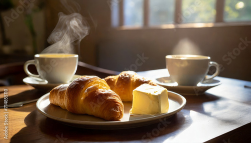 Golden Croissant and Fresh Espresso: A Tasty Morning Treat