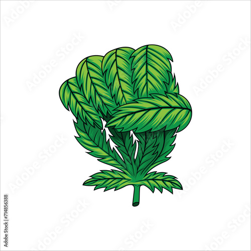 Cannabis Leaf Fist hand vector art, Weed leaf vector