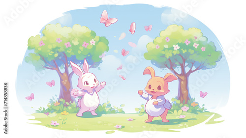 cute bunny illustration © amirhamzaaa