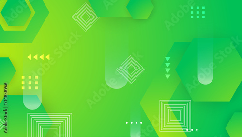 Green and white vector abstract geometric gradient shapes background. Abstract gradient shapes background for presentation, business report, card, banner, poster