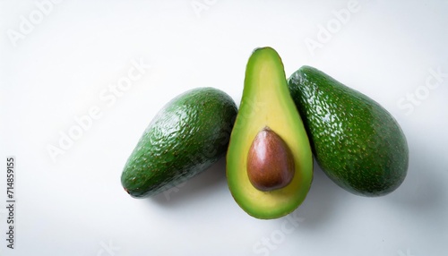 fresh avocado on white background