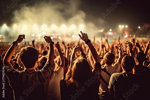 Group of people watching a live show. Show with crowd of people.