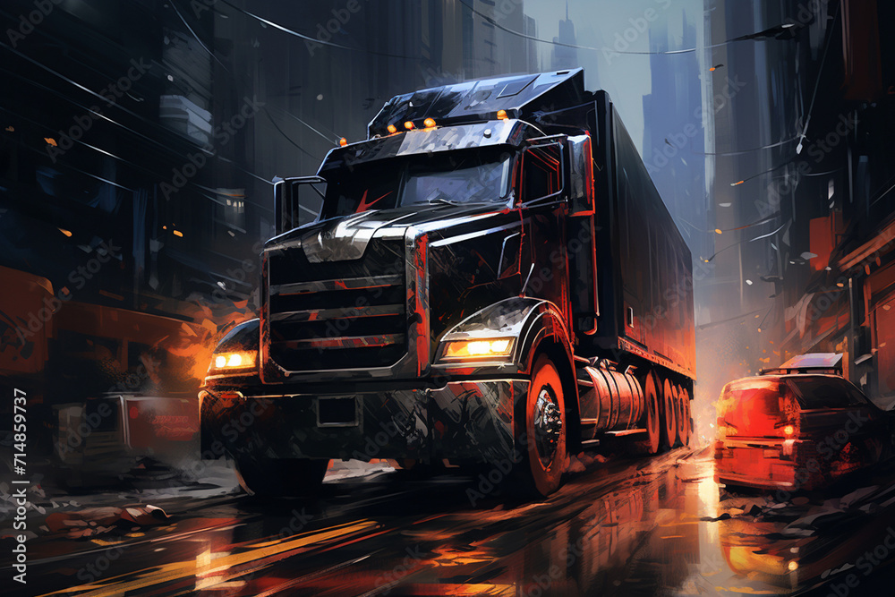 semi truck wallpaper poster