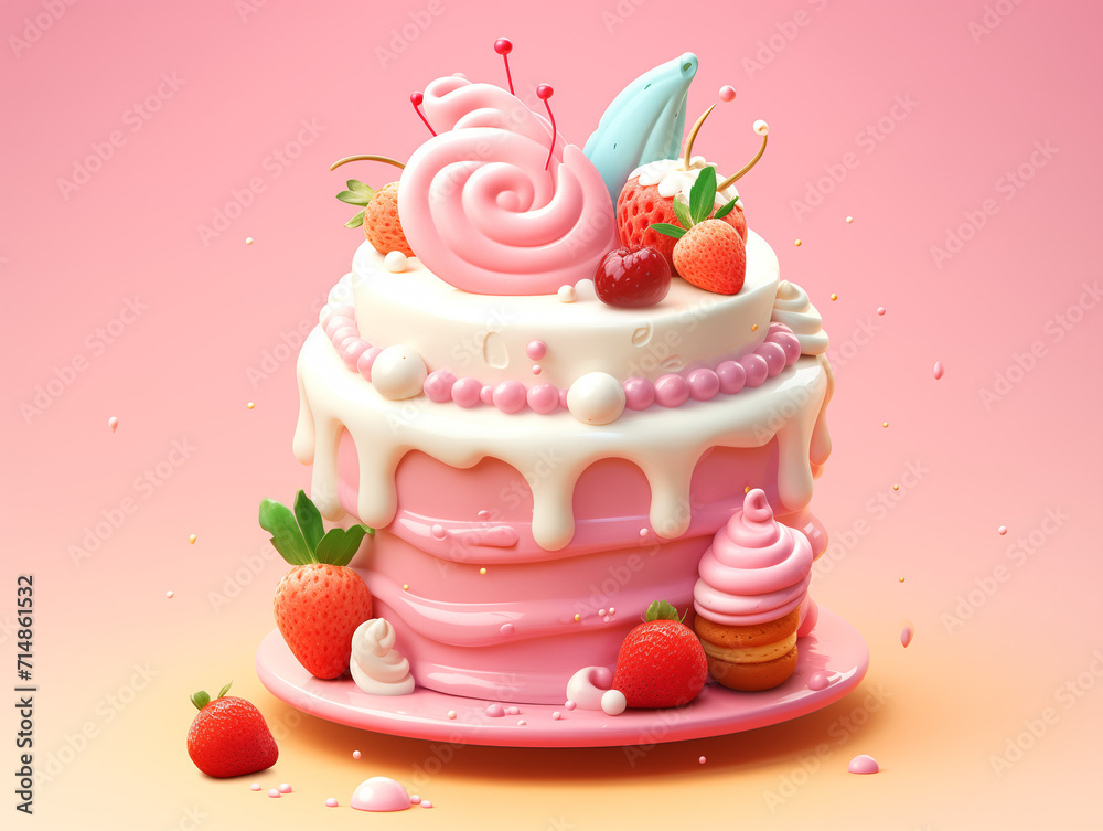 Colorful 3D food illustration Colorful 3D food illustration