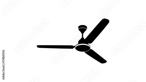 Ceiling fan, black isolated silhouette