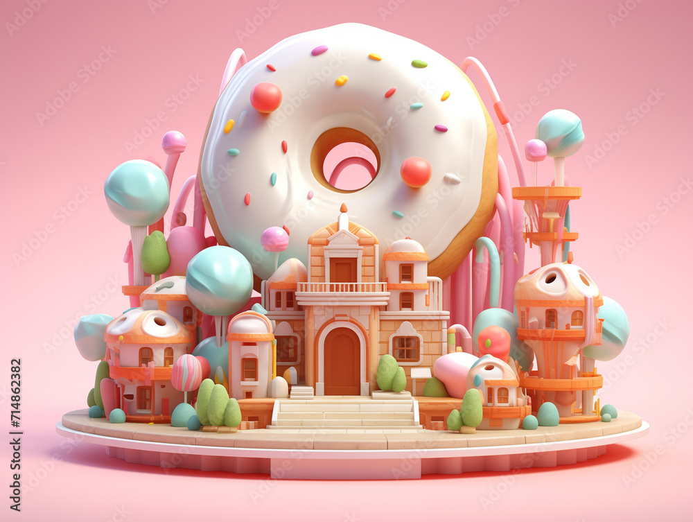 Obraz premium Cute 3D colorful illustration