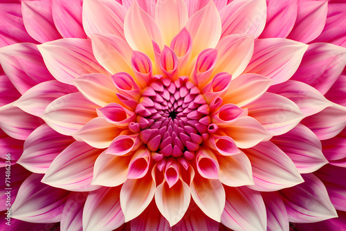 beautiful Dahlia flower shades of vibrant pink and yellow