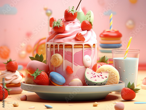 Cute 3D colorful illustration