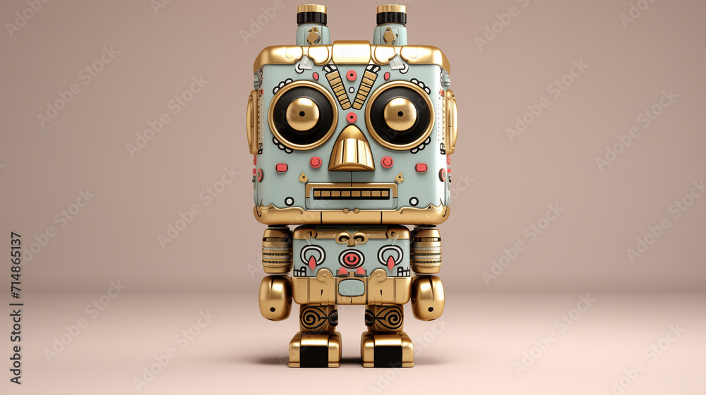 Fototapeta premium Metallic 3D Totem illustration