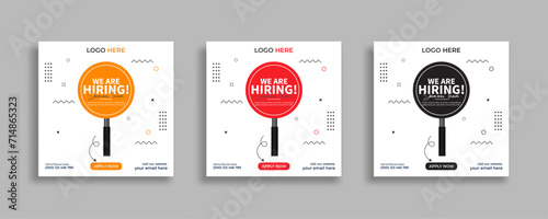 We are hiring job vacancy social media post or square web banner template vector design	