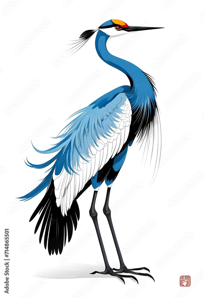 art illustration of a royal crane. generative ai art illustration of a royal crane. generative ai
