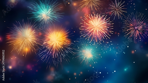 Beautiful creative holiday background with fireworks and sparkles