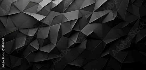 Rugged black abstract geometric shapes with a stone-like texture on a dark base.