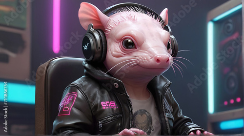 Axolotl Synthwave Serenity Down Under by Alex Petruk AI GENERATED