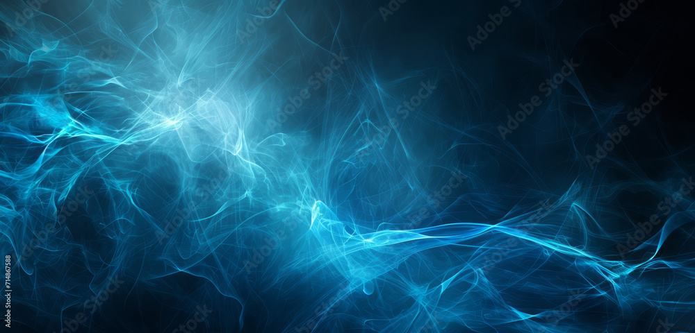 Soft ethereal blue smoke patterns swirling on a dark background. - obrazy, fototapety, plakaty 