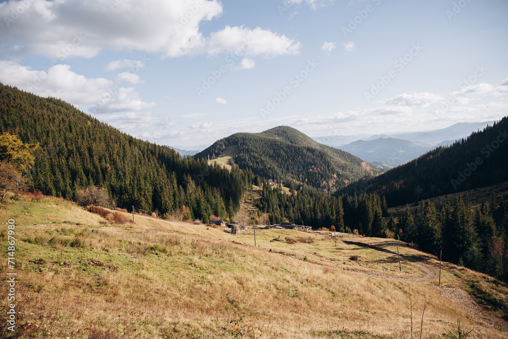 landscape of autumn mountains. a village in the mountains. tourism in the mountains. autumn Carpathians. the beauty of the Ukrainian Carpathians landscape of autumn mountains. a village in the mountains. tourism in the mountains. autumn Carpathians. the beauty of the Ukrainian Carpathians