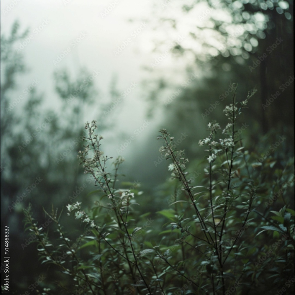 Obraz premium Nature, landscape. Forest, glade, grass, flowers, natural landscape. Photowallpaper.