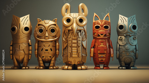 Metallic 3D Totem illustration