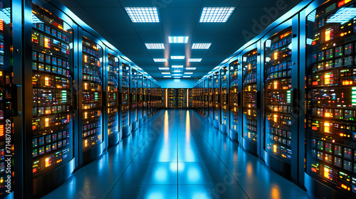 Modern data center hardware and servers, illustrating the infrastructure supporting digital information and connectivity