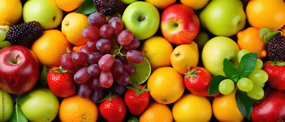 Assorted Fruits Displayed on a Table - Fresh Produce, Healthy Eating, Kitchen Decor, Nutrition Assorted Fruits Displayed on a Table - Fresh Produce, Healthy Eating, Kitchen Decor, Nutrition