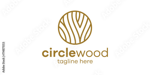 logo design combination of wood with circles, minimalist line logo design.