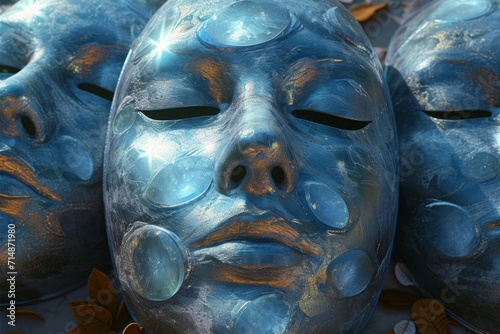 Luminous moonstone masks, imbued with the power to reveal one's true desires and emotions - Generative AI