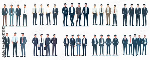 Vector collection of male business people with a simple flat design style photo