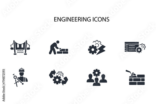 Engineering icon set.vector.Editable stroke.linear style sign for use web design,logo.Symbol illustration.