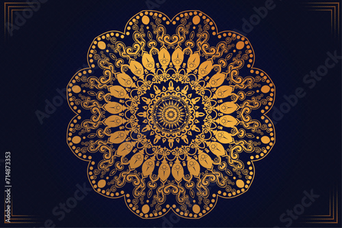 Modern Luxury mandala background with golden arabesque pattern Arabic  Islamic east style. photo