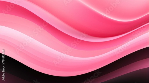 Abstract Pink wave lines on black background. Pink flow wave design element on dark background. Science technology design..