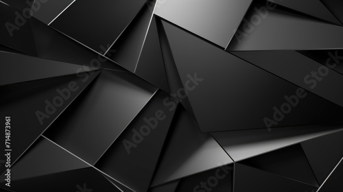 Shadowed Polygons on Dark Background. Multifaceted polygons casting shadows, creating a 3D effect on a dark surface. photo