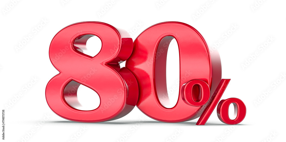 80 percent 3d rendering red metal discountWith White Background 80 percent 3d rendering red metal discountWith White Background