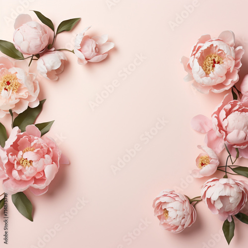 Fototapeta Naklejka Na Ścianę i Meble -  Pink background with peonies