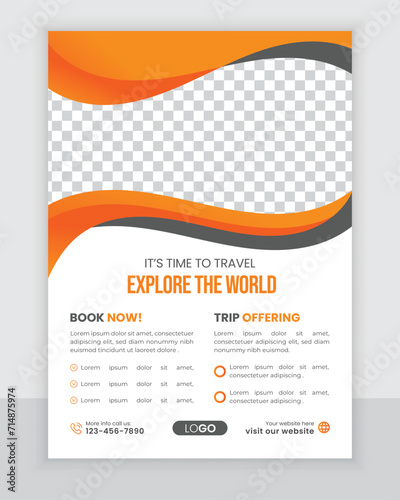 Trip or Travel flyer or poster design , business brochure cover template annual report print in a4