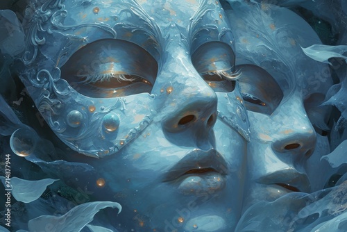 Luminous moonstone masks, imbued with the power to reveal one's true desires and emotions - Generative AI