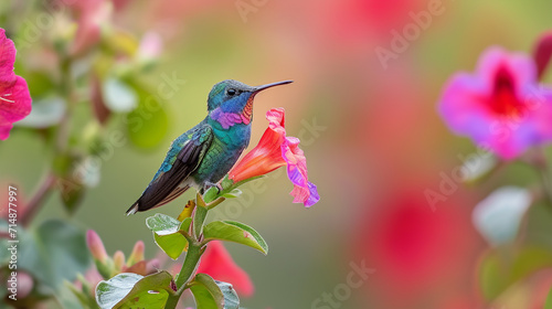 Broad Billed Hummingbird. Using different backgrounds bird becomes more interesting. AI Generative