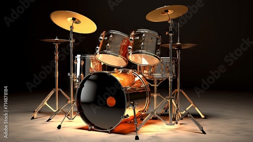 The professional drum kit features a high-gloss brown compartment and is presented against a neutral background, highlighting its brilliant appearance and quality.