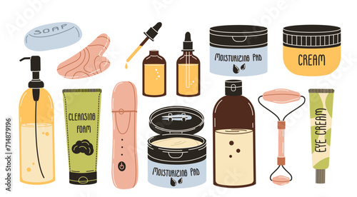 skin care product set. spa salon products collection 