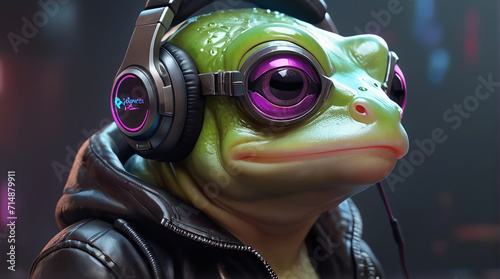 Glass Frog Synthwave Serenity Down Under by Alex Petruk AI GENERATED