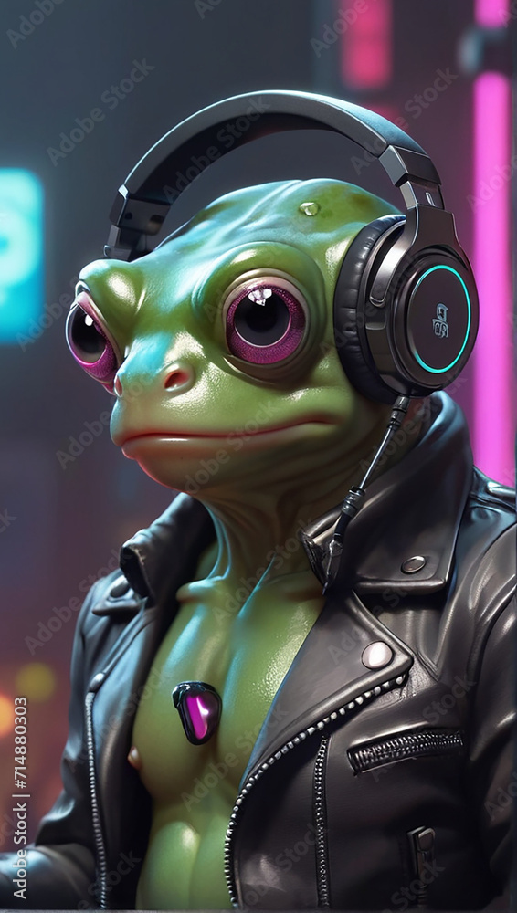 Glass Frog Synthwave Serenity Down Under by Alex Petruk AI GENERATED